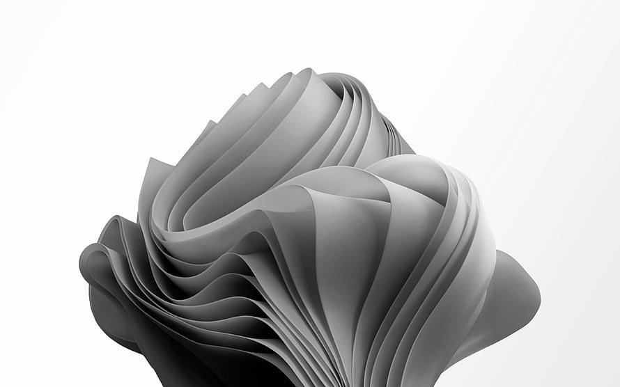 Windows 11 Default Abstract 3D Ribbon Wallpaper in Monochrome Gray HD wallpaper