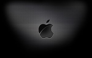 Apple Logo on Dark Textured Mesh Background with Subtle Vignette Effect HD wallpaper