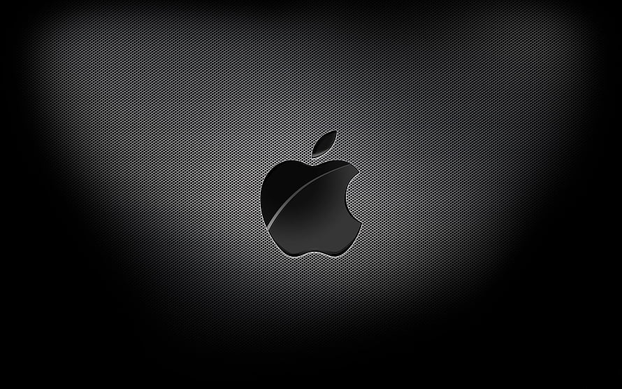 Apple Logo on Dark Textured Mesh Background with Subtle Vignette Effect HD wallpaper