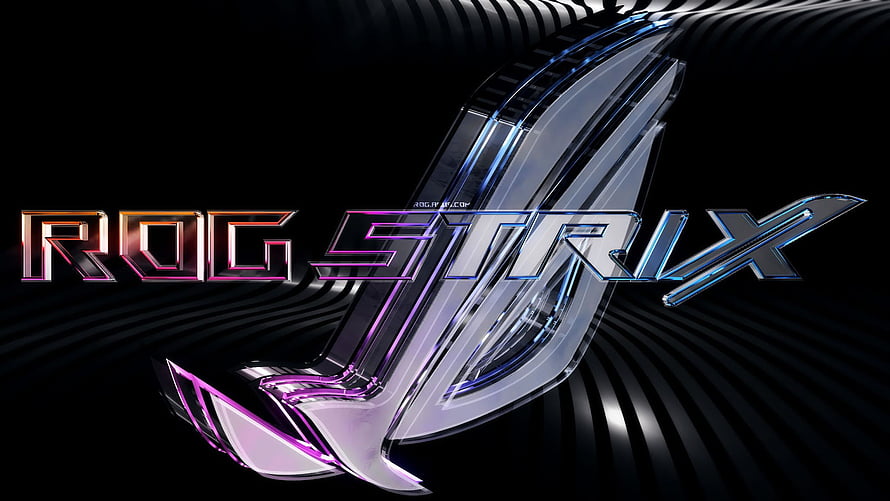 ASUS ROG Strix Gaming Logo with Metallic Chrome Text and Dark Background HD wallpaper