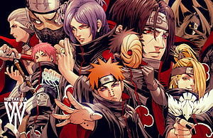 Naruto Akatsuki Members Group Portrait Anime Illustration HD wallpaper