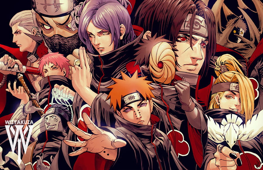 Naruto Akatsuki Members Group Portrait Anime Illustration HD wallpaper