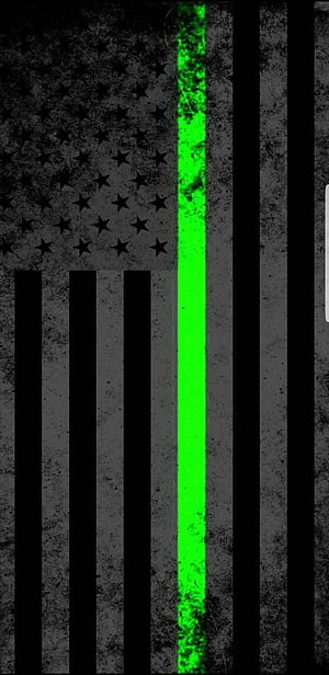 Thin Green Line American Flag Design with Grunge Texture and Star Field HD phone wallpaper