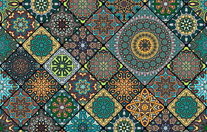 Intricate Batik Mandala Pattern with Vibrant Geometric Ornament Design HD wallpaper