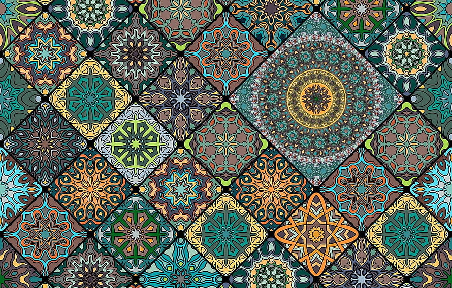 Intricate Batik Mandala Pattern with Vibrant Geometric Ornament Design HD wallpaper