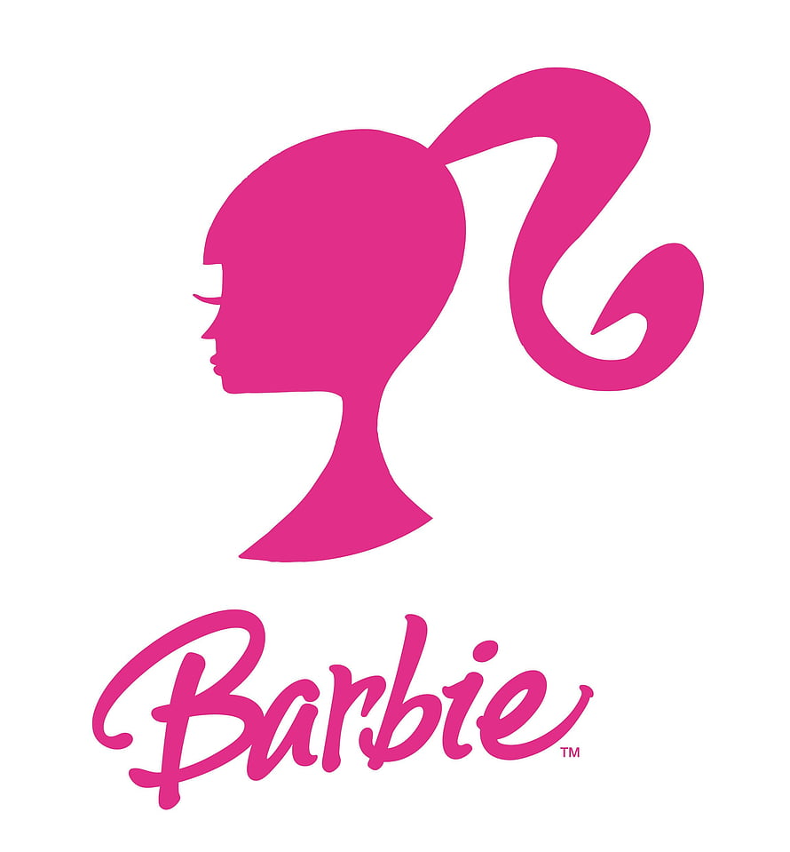 Classic Barbie Logo with Iconic Pink Silhouette and Script Lettering on White Background HD phone wallpaper