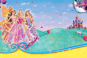 Barbie Dreamtopia Princesses in Floral Gowns with Castle and Butterfly Wings HD wallpaper