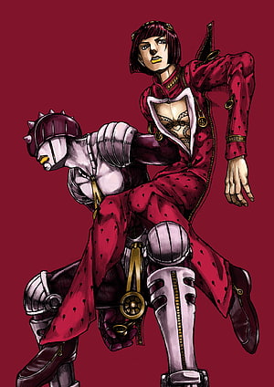 Bruno Bucciarati and Silver Chariot in Red Suit from JoJo's Bizarre Adventure HD phone wallpaper