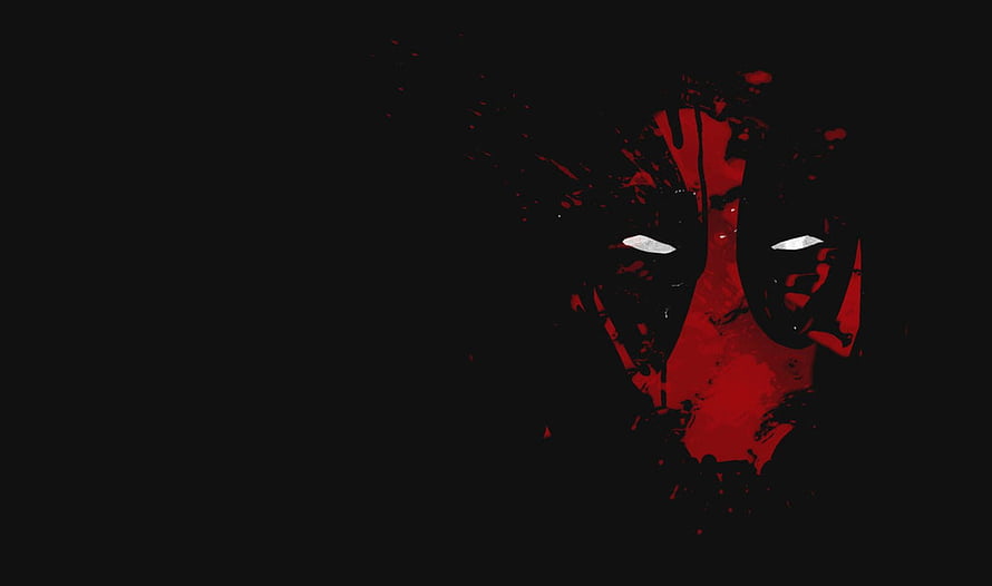 Deadpool Red and Black Splatter Artwork on Dark Background HD wallpaper