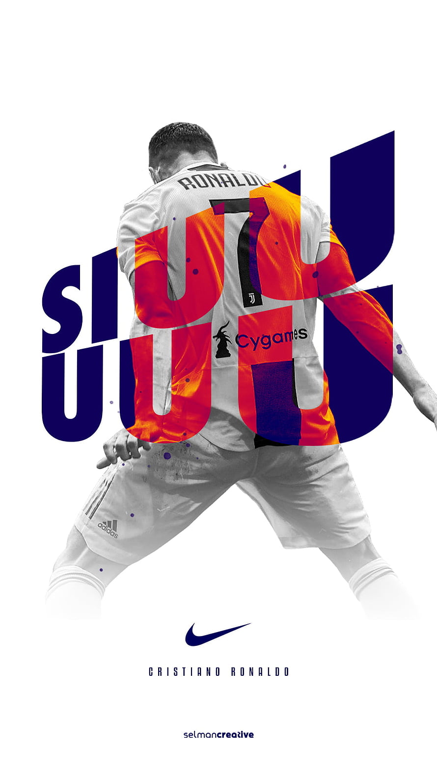 Cristiano Ronaldo Siu Celebration Graphic with Bold Typography and Vibrant Color Overlay HD phone wallpaper