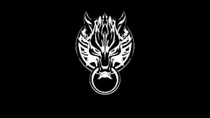 Fenrir Wolf Emblem from Final Fantasy VII in High Contrast Black and White HD wallpaper