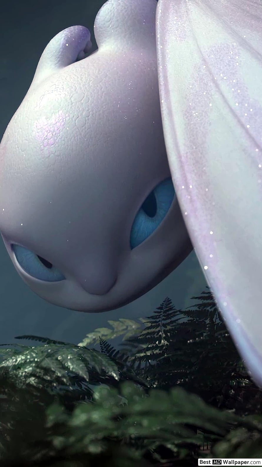 Light Fury from How To Train Your Dragon The Hidden World Peering Over Lush Ferns HD phone wallpaper