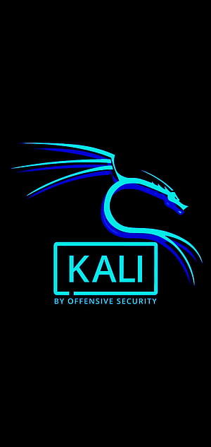 Kali Linux Neon Dragon Logo on Black Background HD phone wallpaper