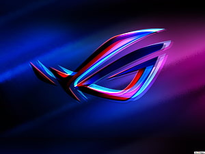 Asus ROG Republic of Gamers Neon Glitch Logo on Dark Background HD wallpaper