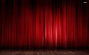 Empty Theatre Stage With Deep Red Velvet Curtain And Polished Wooden Floor HD wallpaper