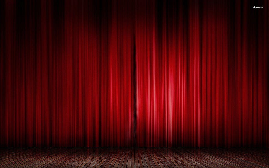 Empty Theatre Stage With Deep Red Velvet Curtain And Polished Wooden Floor HD wallpaper