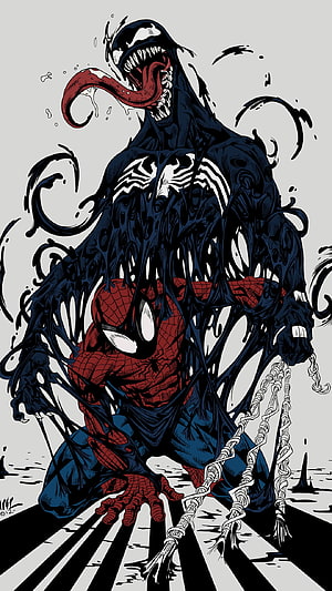 Venom and Spider-Man Symbiote Battle Comic Art Illustration, Spider Man & Venom. •DC VS MARVEL•. Venom, Spider Man, Anti Venom HD phone wallpaper