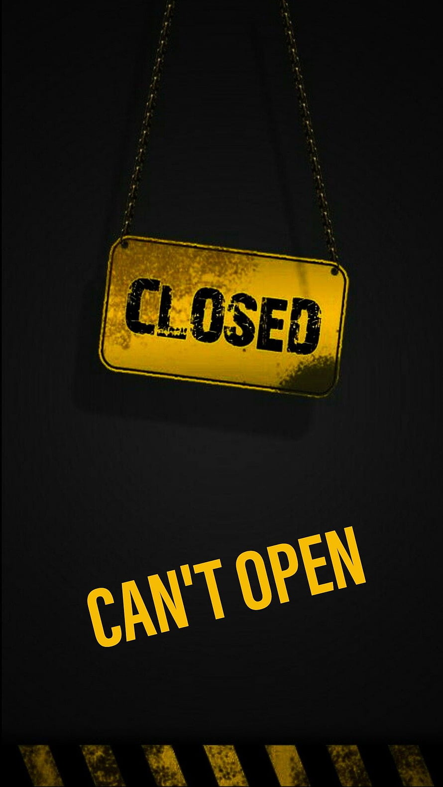 Gritty Yellow Closed Sign Hanging on Chain Against Dark Industrial Background HD phone wallpaper