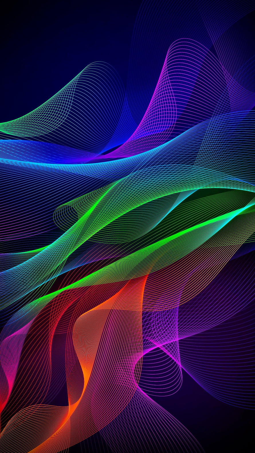 Vibrant Neon Wireframe Waves on Dark Background Abstract Digital Art HD phone wallpaper