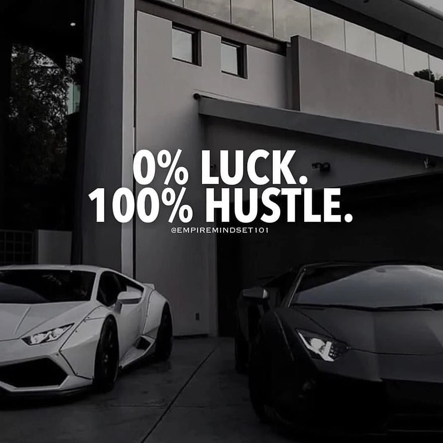 Motivational Quote on Luxury Supercars: 0% Luck 100% Hustle HD phone wallpaper