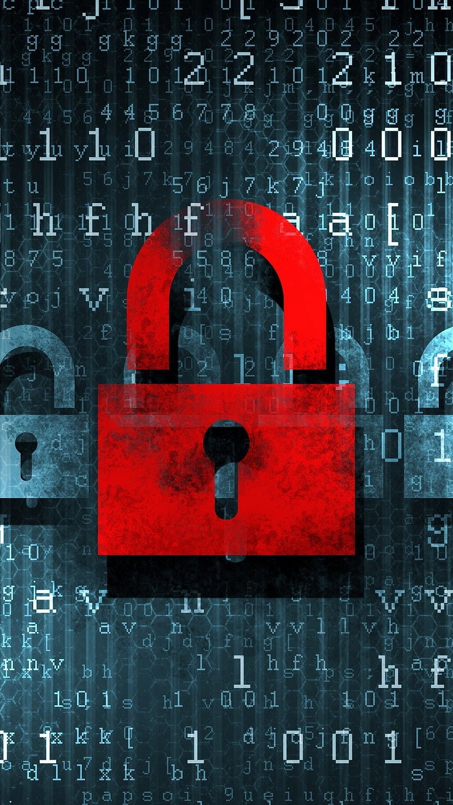 Red Padlock Over Digital Code Matrix for Cyber Security Concept HD phone wallpaper