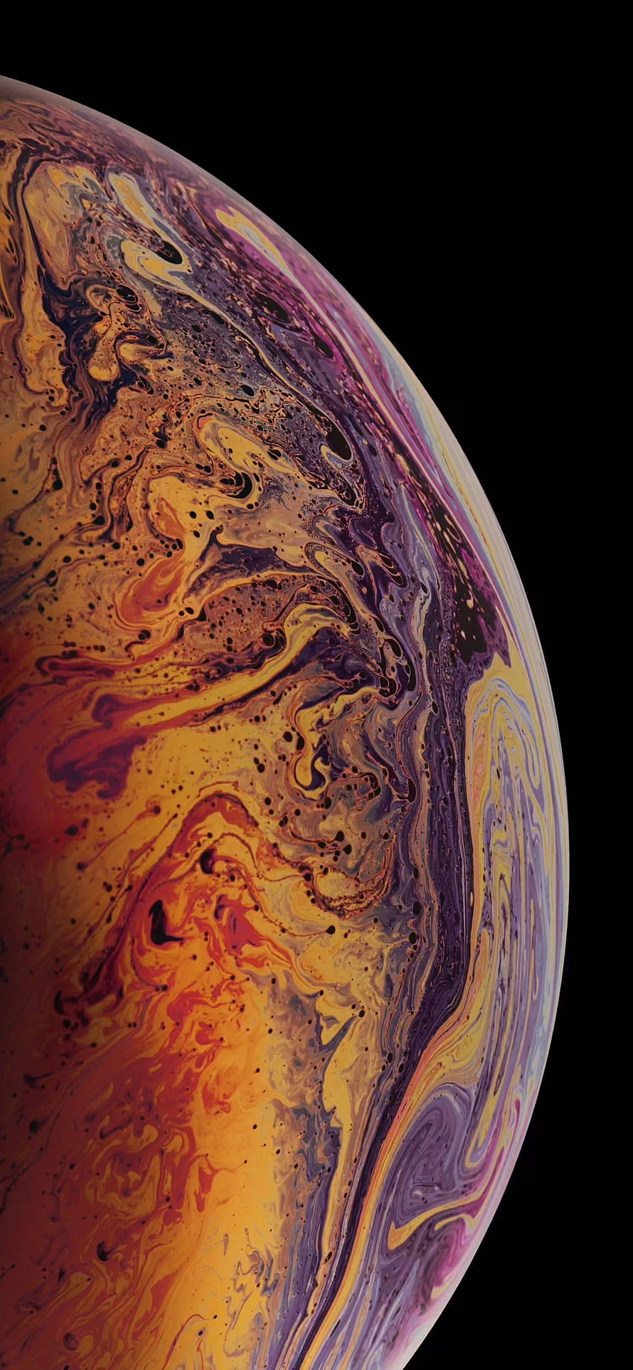 Vibrant Swirling Liquid Marble Sphere Against Black Space Background HD phone wallpaper