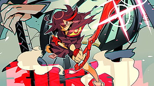 Ryuko Matoi wielding Scissor Blade in dynamic anime action pose from Kill la Kill HD wallpaper