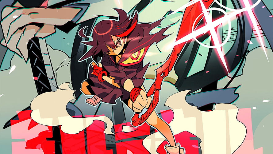 Ryuko Matoi wielding Scissor Blade in dynamic anime action pose from Kill la Kill HD wallpaper