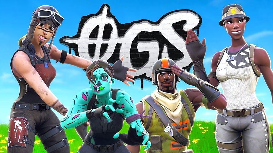 Fortnite OG Squad Featuring Four Custom Skins and Graffiti Logo HD wallpaper