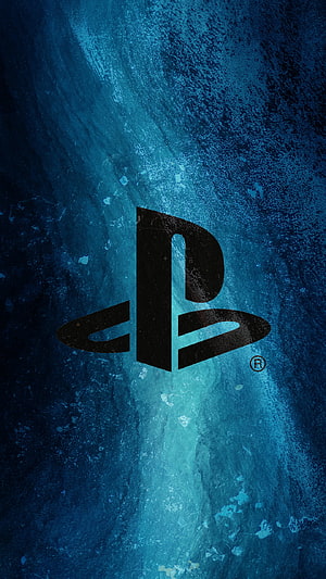 PlayStation Logo on Textured Blue Marble Background HD phone wallpaper