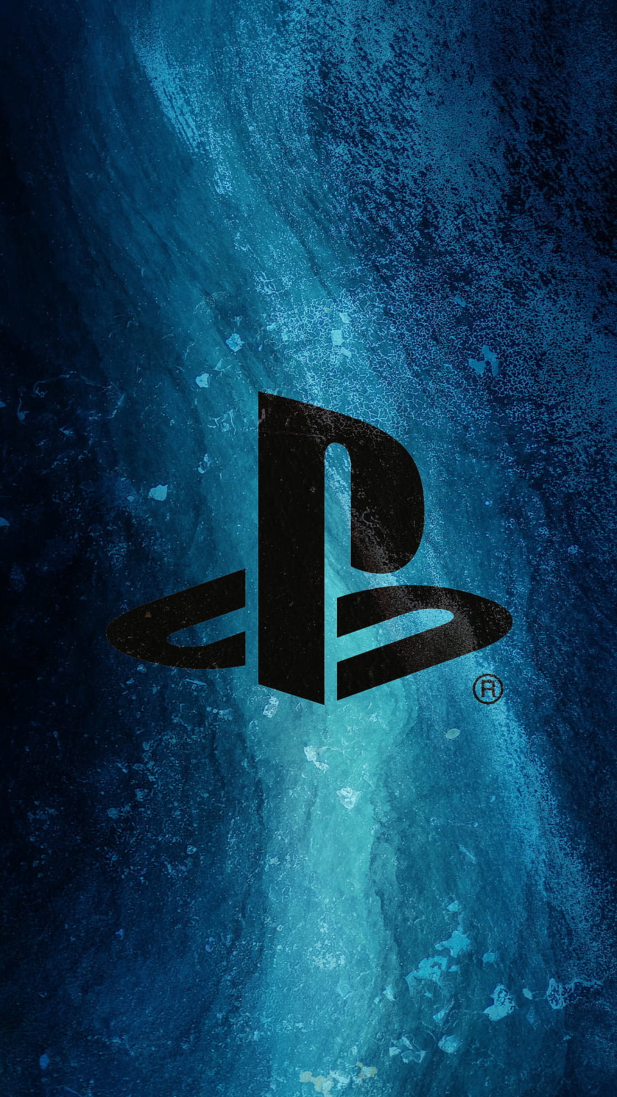 PlayStation Logo on Textured Blue Marble Background HD phone wallpaper