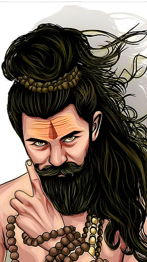 Mahadev Aghori Portrait with Rudraksha Beads and Third Eye Mark HD phone wallpaper