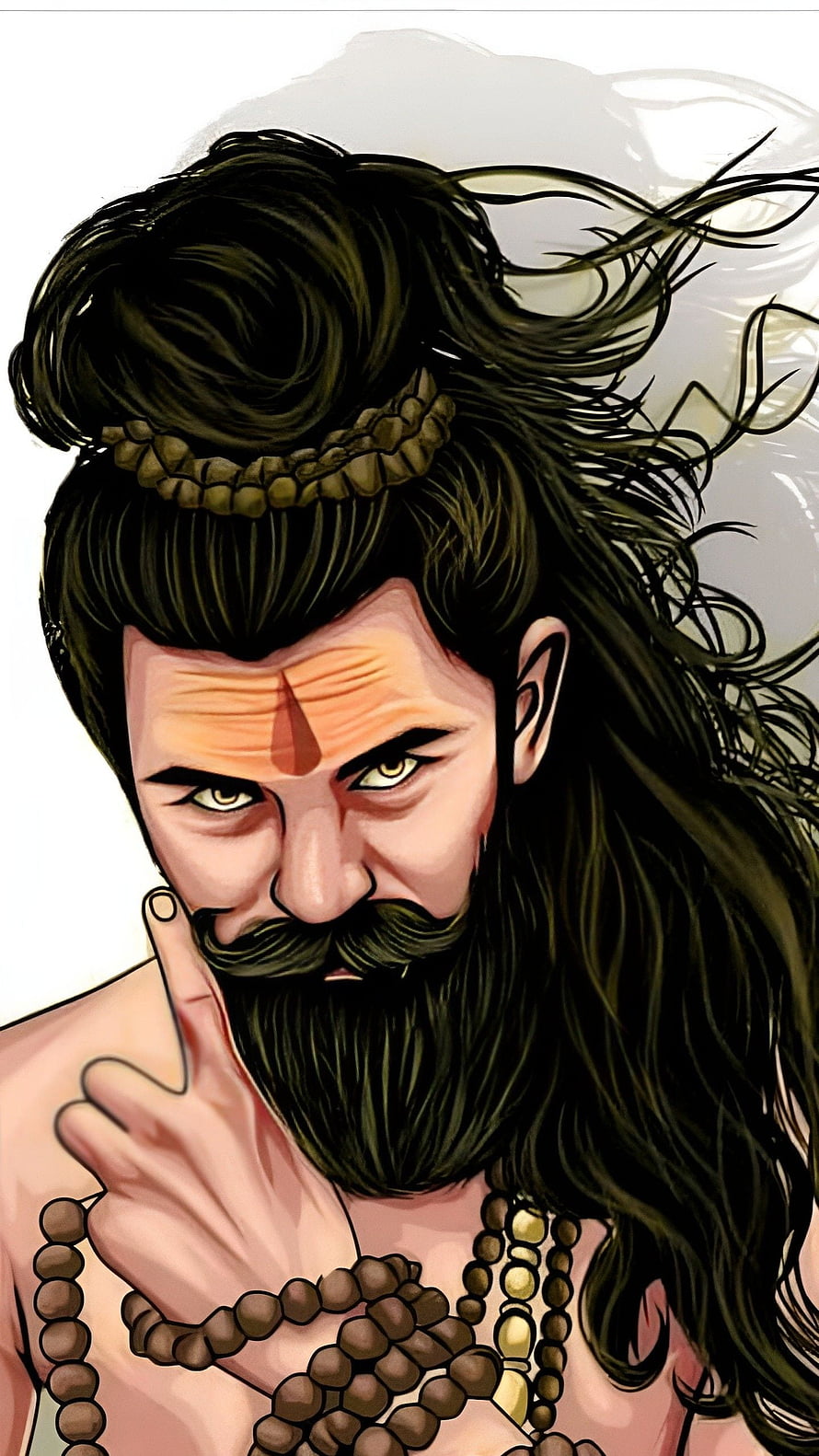 Mahadev Aghori Portrait with Rudraksha Beads and Third Eye Mark HD phone wallpaper