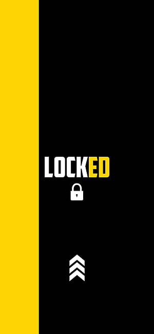 Minimalist Black and Yellow Lock Screen with Swipe Up Icon and Padlock Symbol HD phone wallpaper