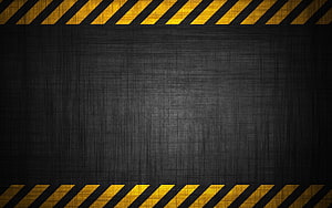 Industrial Hazard Stripes on Dark Brushed Metal Surface with Caution Border HD wallpaper