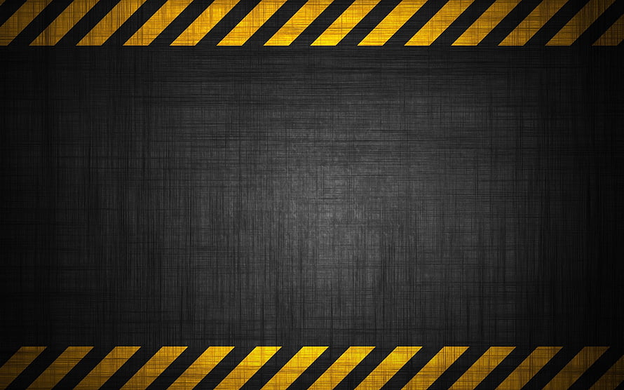 Industrial Hazard Stripes on Dark Brushed Metal Surface with Caution Border HD wallpaper