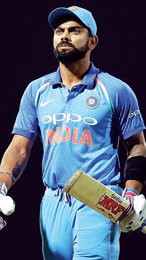 Virat Kohli in India Cricket Team Jersey Holding MRF Bat HD phone wallpaper