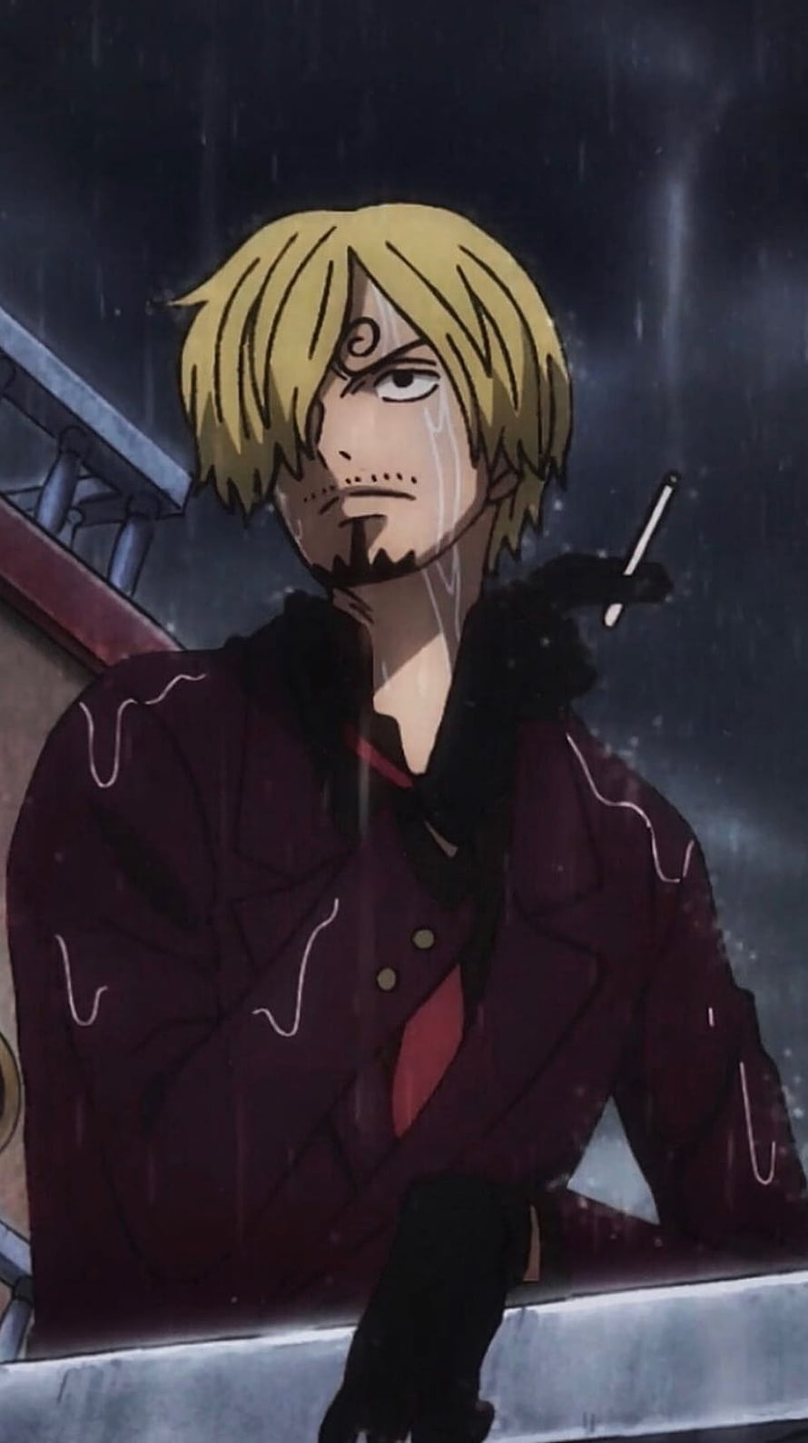 Sanji from One Piece Standing in the Rain with a Cigarette HD phone wallpaper