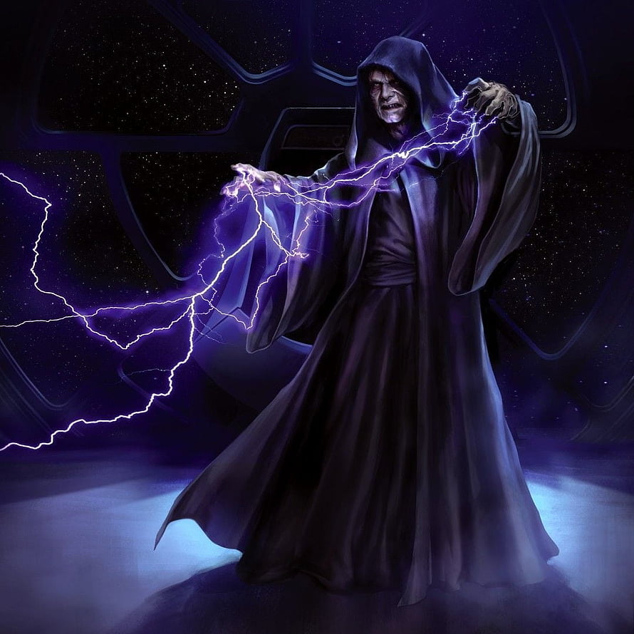 Darth Sidious Channeling Purple Lightning in a Dark Sci-Fi Setting HD phone wallpaper