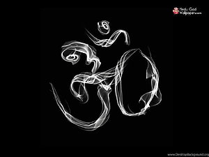 Elegant White Om Symbol Rendered in Flowing Smoke Against a Black Background HD wallpaper
