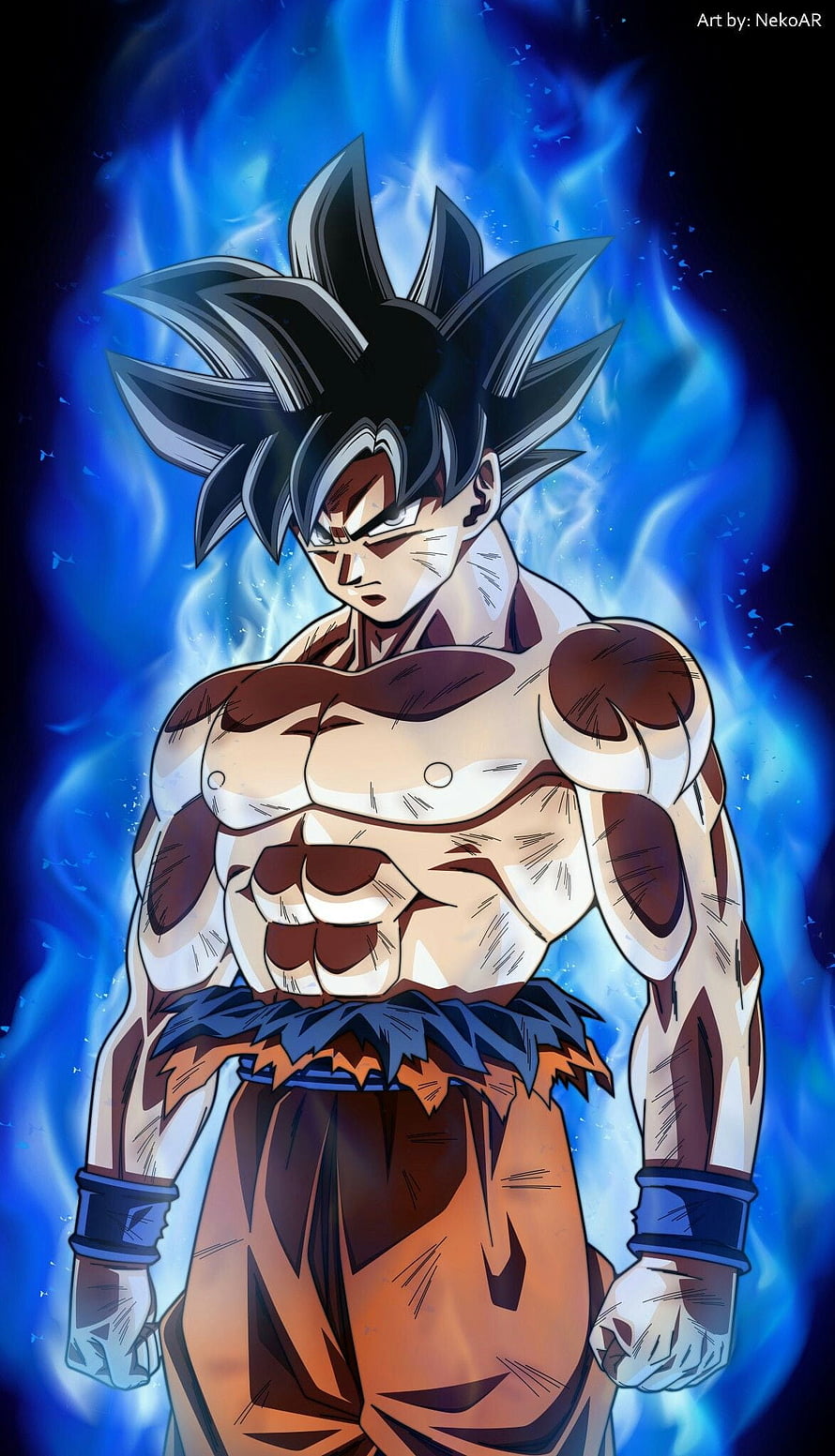 Goku Limit Breaker Form with Blue Aura in Dragon Ball Super Anime Illustration HD phone wallpaper