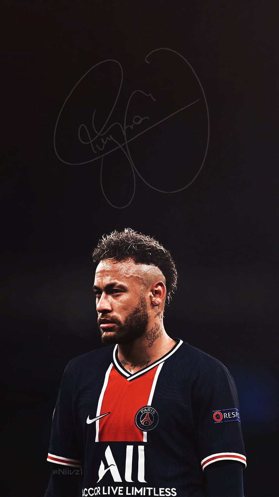 Neymar in Paris Saint-Germain Home Kit with Dark Studio Background HD phone wallpaper