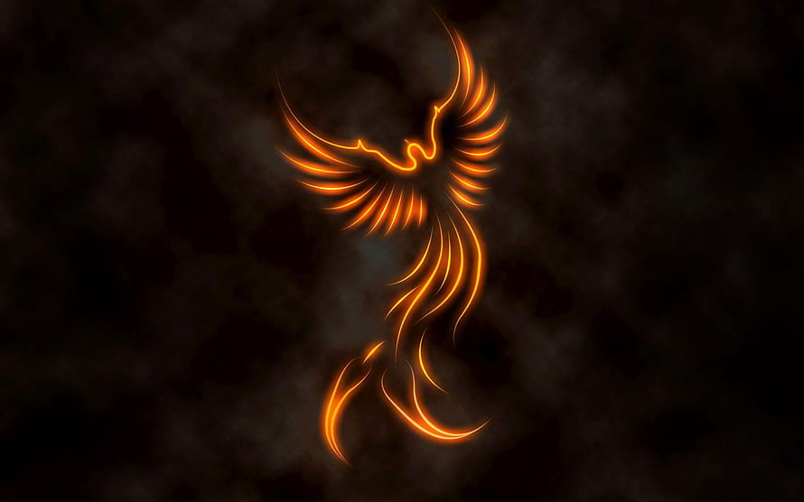 Glowing Phoenix Rising From Ashes Minimalist Firebird Artwork HD wallpaper