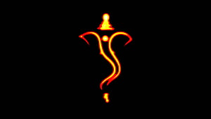 Glowing Neon Lord Ganesha Symbol on Black Background HD wallpaper