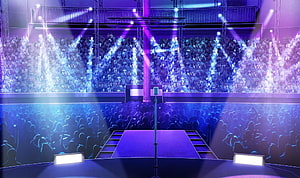 Anime Concert Stage with Massive Crowd and Purple Lighting HD wallpaper