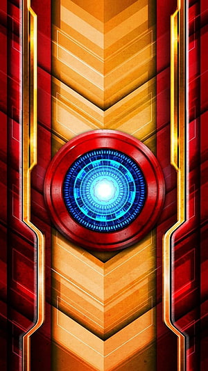 Iron Man Arc Reactor Sci-Fi Abstract Design with Red and Gold Geometric Patterns HD phone wallpaper