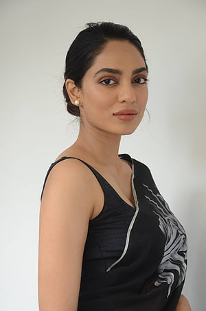 Sobhita Dhulipala Studio Portrait in Black Sleeveless Top with Floral Print HD phone wallpaper