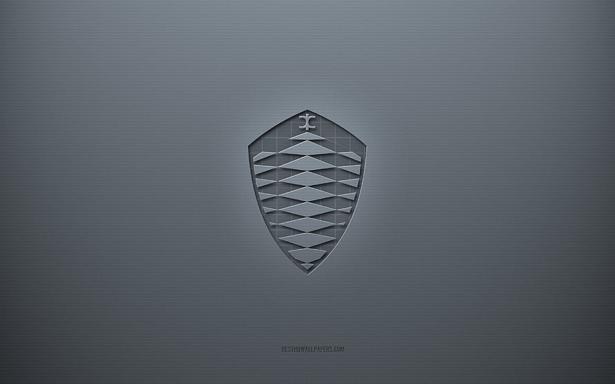 Koenigsegg Shield Emblem on Textured Gray Surface HD wallpaper