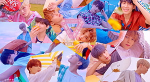 Seventeen K-Pop Group Summer Aesthetic Collage Wallpaper HD wallpaper