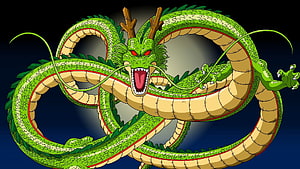 Shenron the Eternal Dragon from Dragon Ball in a Coiled Anime Illustration HD wallpaper